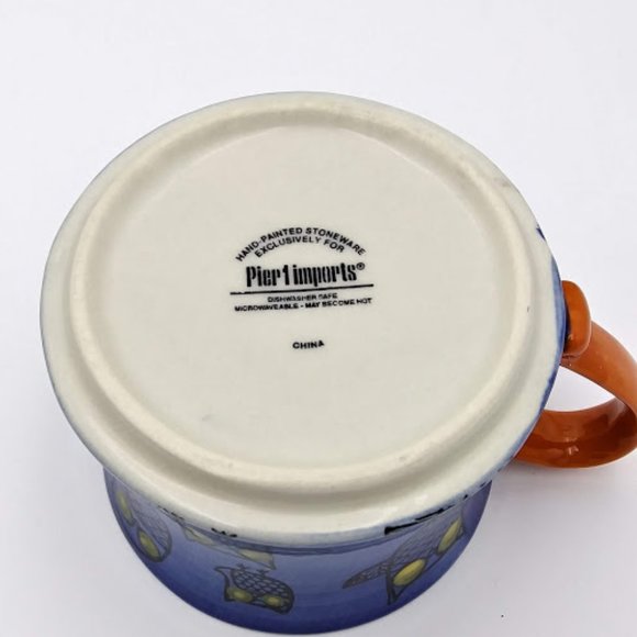 *OWL MUG*PIER ONE* HAND PAINTED*CERAMIC/STONEWARE - Picture 6 of 6